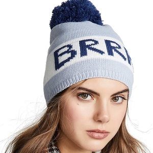 Kate Spade Brrr Knit Pom Beanie Blue & White